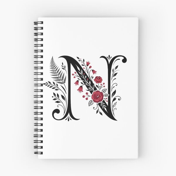 Item preview,  Black and red Floral Letter N Botanical Monogram designed and sold by ITCHAWAWAA.