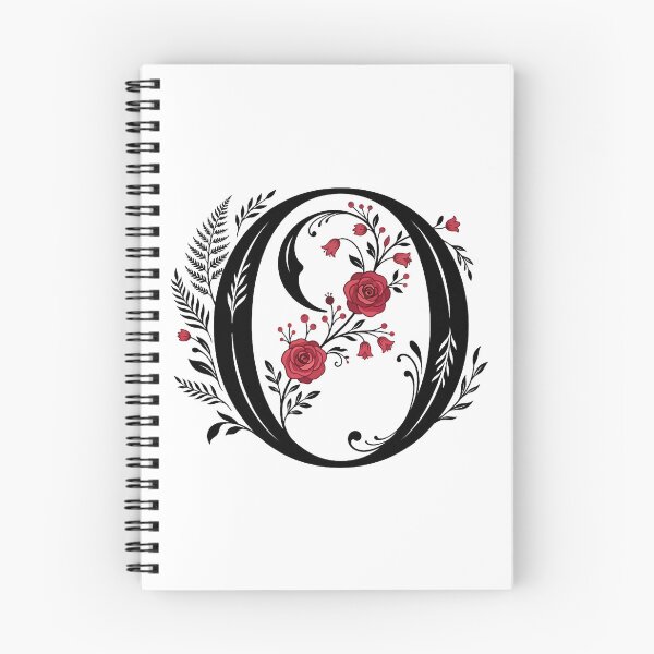 Item preview, Black and red Floral Letter O Botanical Monogram designed and sold by ITCHAWAWAA.