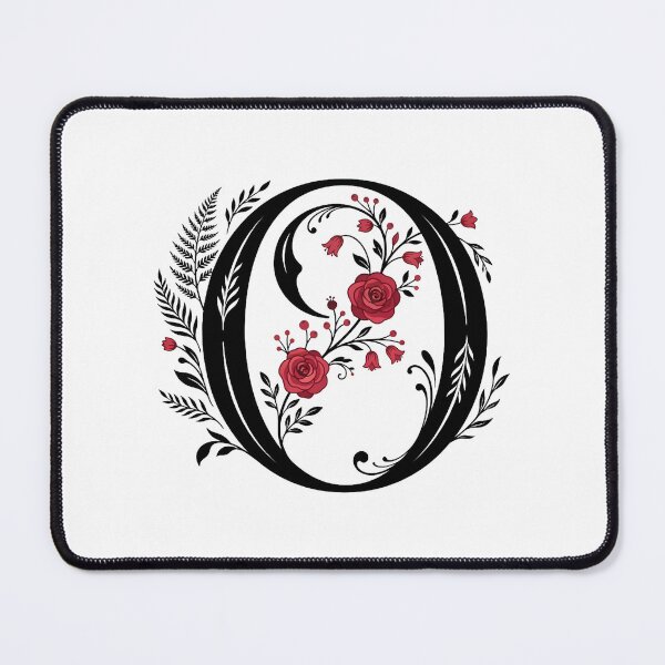 Item preview, Black and red Floral Letter O Botanical Monogram designed and sold by ITCHAWAWAA.