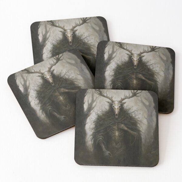 Item preview, Gothic Deer Skull Forest Spirit Wendigo Painting designed and sold by DarkHolyQueen.