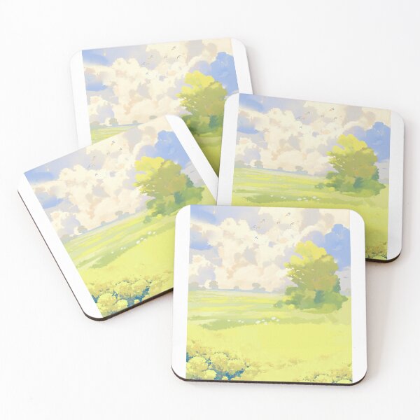 Item preview, Bright Anime Summer Meadow Watercolor Landscape Background designed and sold by Rehnair.