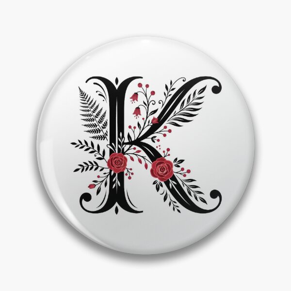 Item preview, Black and red Floral Letter K Botanical Monogram designed and sold by ITCHAWAWAA.