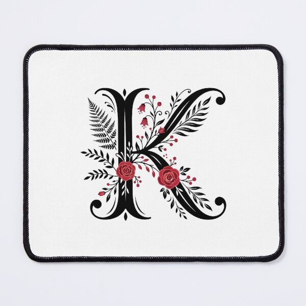 Item preview, Black and red Floral Letter K Botanical Monogram designed and sold by ITCHAWAWAA.