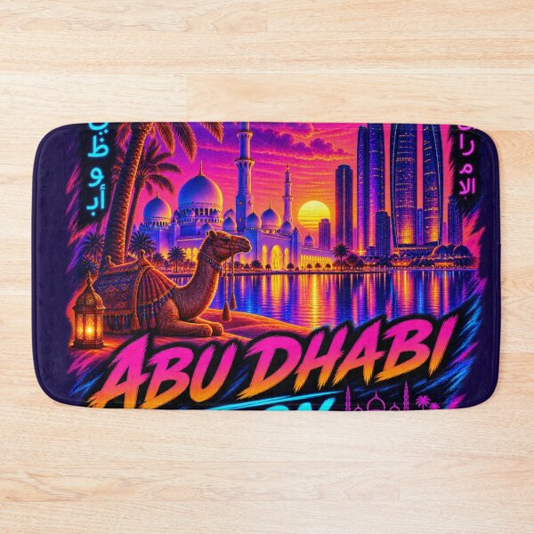 Item preview, Abu Dhabi Neon Sunset Cityscape designed and sold by Houldi.