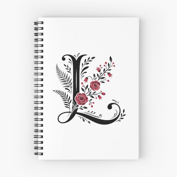 Item preview, Black and red Floral Letter L Botanical Monogram designed and sold by ITCHAWAWAA.