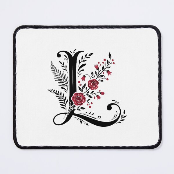 Item preview, Black and red Floral Letter L Botanical Monogram designed and sold by ITCHAWAWAA.