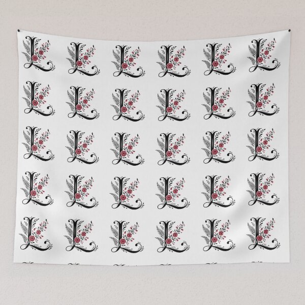 Item preview, Black and red Floral Letter L Botanical Monogram designed and sold by ITCHAWAWAA.