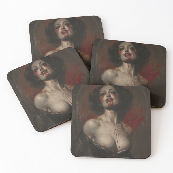 Item preview, Gothic Vampire Woman With Blood Portrait Painting designed and sold by DarkHolyQueen.