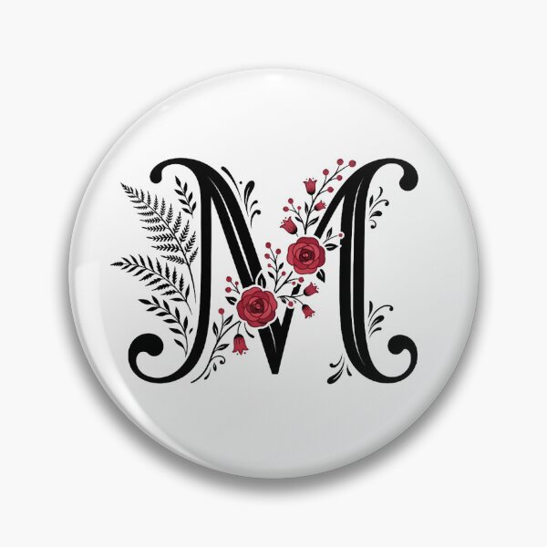 Item preview,  Black and red Floral Letter M Botanical Monogram designed and sold by ITCHAWAWAA.