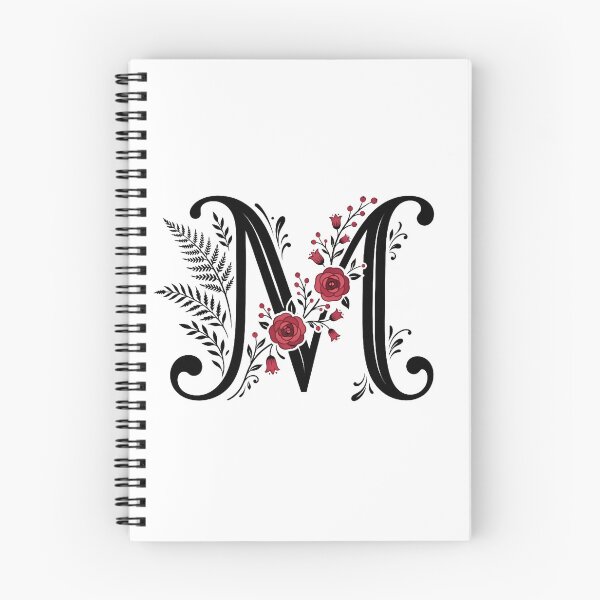 Item preview,  Black and red Floral Letter M Botanical Monogram designed and sold by ITCHAWAWAA.