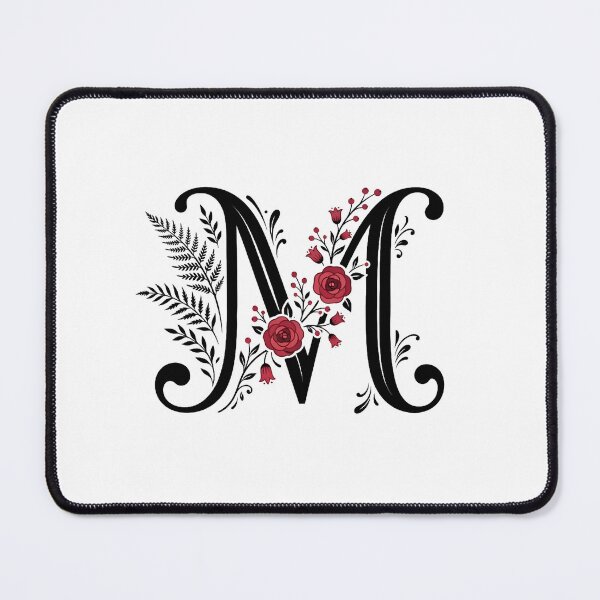 Item preview,  Black and red Floral Letter M Botanical Monogram designed and sold by ITCHAWAWAA.
