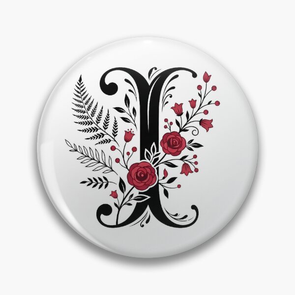 Item preview,  Black and red Floral Letter I Botanical Monogram designed and sold by ITCHAWAWAA.