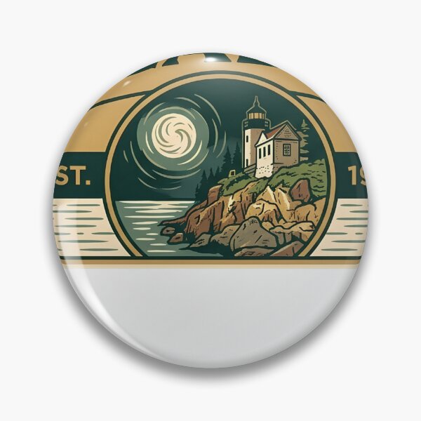Item preview, Acadia Vintage Patch Retro Maine Coast Lighthouse Night Sky Hiking Souvenir designed and sold by LittleArij.