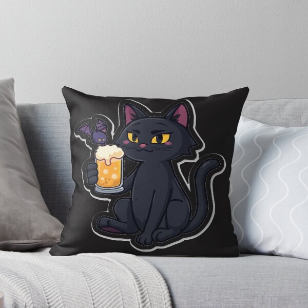 Item preview, Black Vampire Cat Drinking a Cold Beer designed and sold by MargaretPolanco.