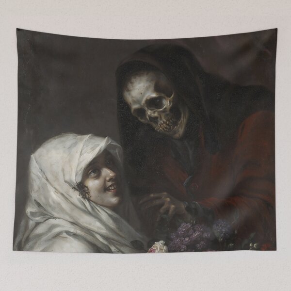 Item preview, Gothic Death And Maiden With Flowers Painting designed and sold by DarkHolyQueen.