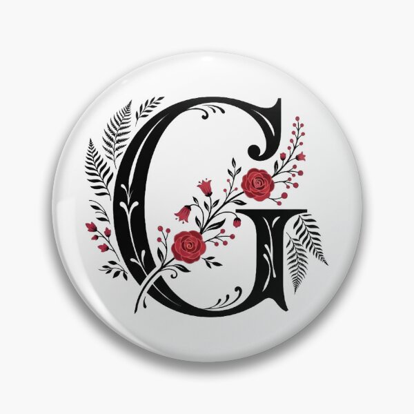 Item preview, Black and red Floral Letter G Botanical Monogram designed and sold by ITCHAWAWAA.