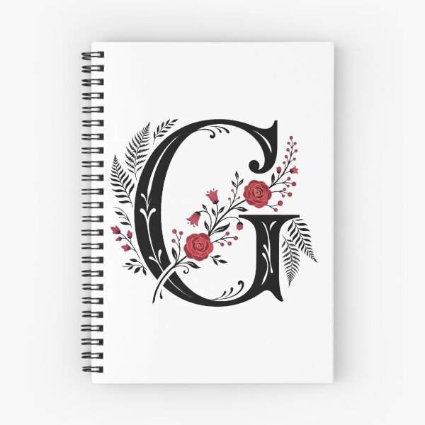 Item preview, Black and red Floral Letter G Botanical Monogram designed and sold by ITCHAWAWAA.