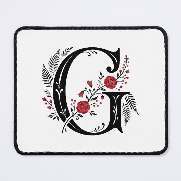 Item preview, Black and red Floral Letter G Botanical Monogram designed and sold by ITCHAWAWAA.