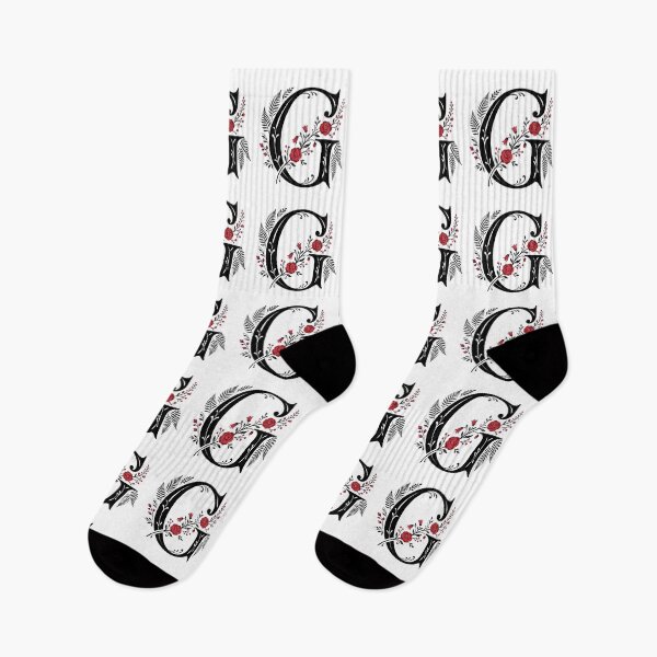 Item preview, Black and red Floral Letter G Botanical Monogram designed and sold by ITCHAWAWAA.