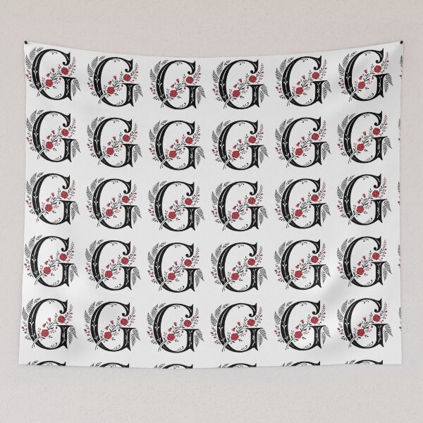Item preview, Black and red Floral Letter G Botanical Monogram designed and sold by ITCHAWAWAA.