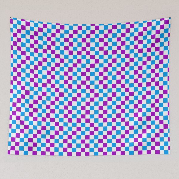 Item preview, Blue And Purple Checkered Design White  designed and sold by PatternTitan.