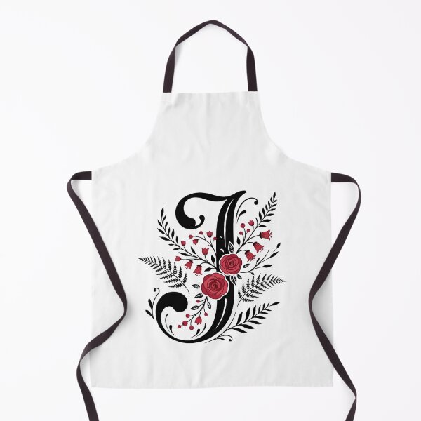 Item preview, Black and red Floral Letter J Botanical Monogram designed and sold by ITCHAWAWAA.