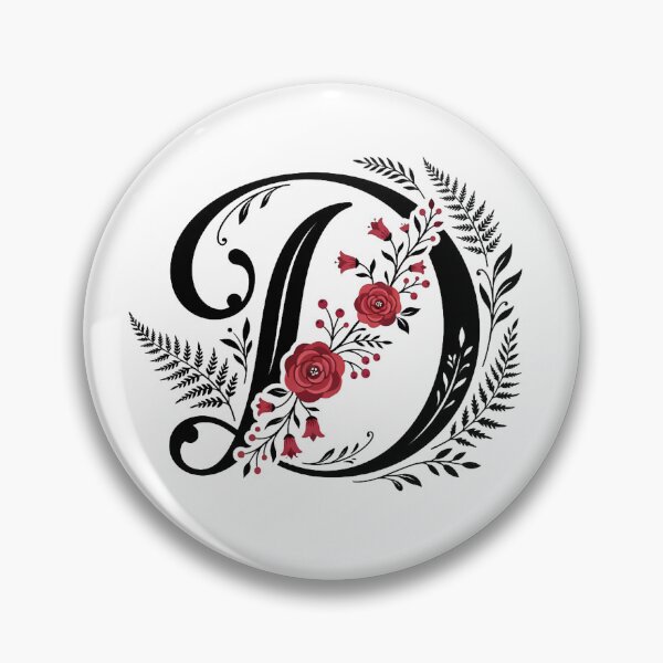 Item preview, Black and red Floral Letter D Botanical Monogram designed and sold by ITCHAWAWAA.