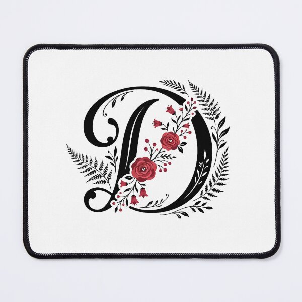 Item preview, Black and red Floral Letter D Botanical Monogram designed and sold by ITCHAWAWAA.