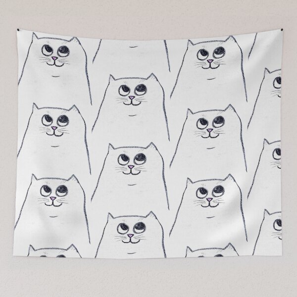 Item preview, Cute White Cat Looking Up Crayon Line Art designed and sold by MagicYana.