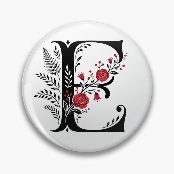 Item preview, Black and red Floral Letter E Botanical Monogram designed and sold by ITCHAWAWAA.