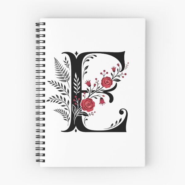 Item preview, Black and red Floral Letter E Botanical Monogram designed and sold by ITCHAWAWAA.