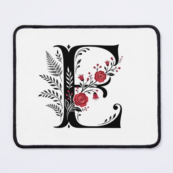 Item preview, Black and red Floral Letter E Botanical Monogram designed and sold by ITCHAWAWAA.