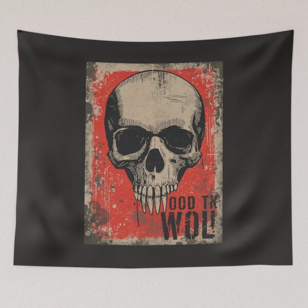 Item preview, Red Grunge Skull Poster Rock Wood Text Art designed and sold by ERODED SELF.