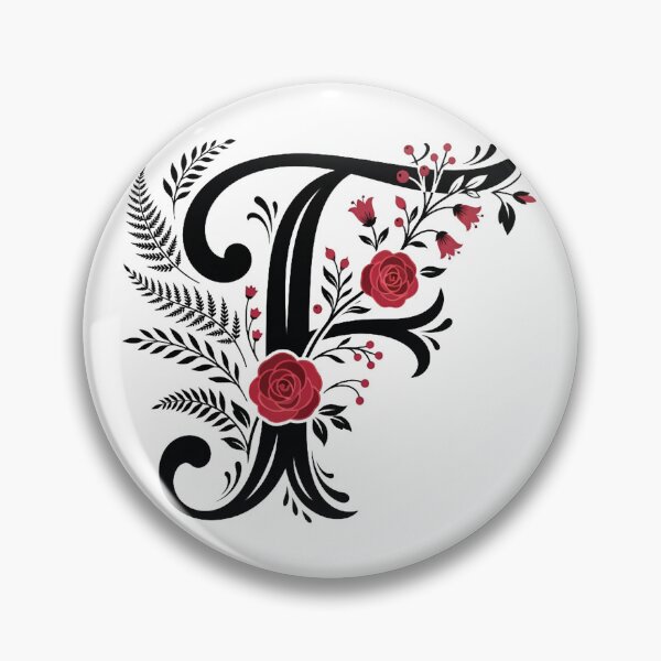 Item preview,  Black and red Floral Letter F Botanical Monogram designed and sold by ITCHAWAWAA.