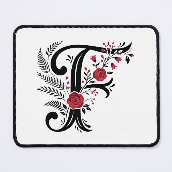 Item preview,  Black and red Floral Letter F Botanical Monogram designed and sold by ITCHAWAWAA.