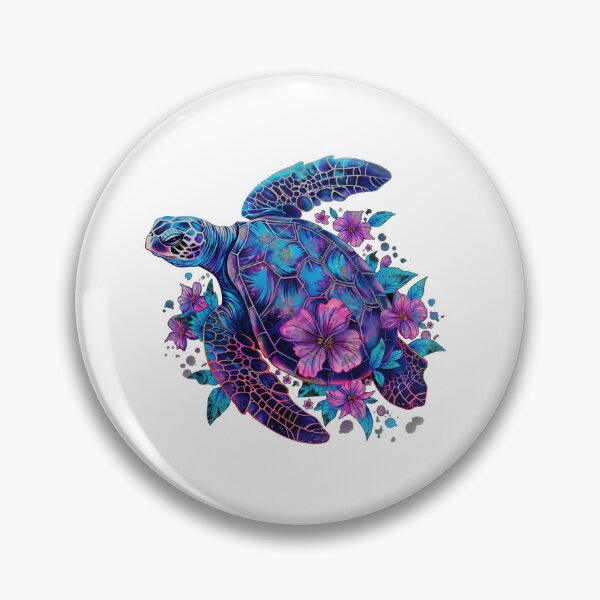 Item preview, Celestial Sea Turtle Voyager: Vibrant Nebula Shell & Flowers designed and sold by zoughlal.