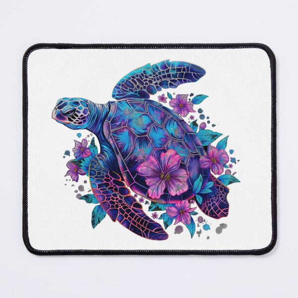 Item preview, Celestial Sea Turtle Voyager: Vibrant Nebula Shell & Flowers designed and sold by zoughlal.