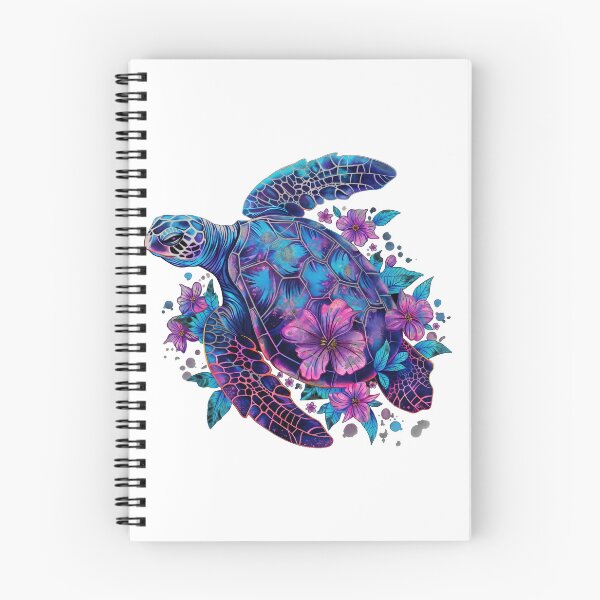 Item preview, Celestial Sea Turtle Voyager: Vibrant Nebula Shell & Flowers designed and sold by zoughlal.