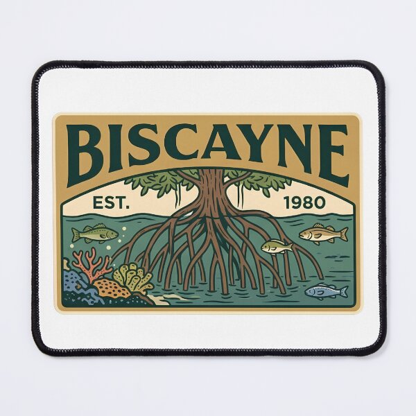 Item preview, Biscayne Vintage Patch Retro Florida Mangrove Coral Reef Ocean Nature Art designed and sold by LittleArij.