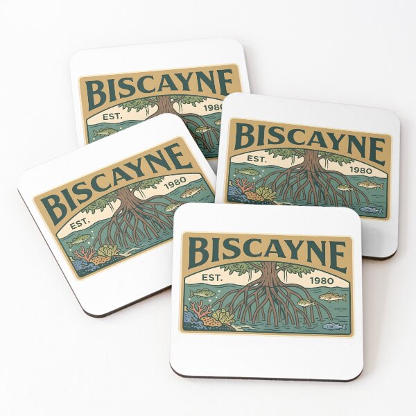 Item preview, Biscayne Vintage Patch Retro Florida Mangrove Coral Reef Ocean Nature Art designed and sold by LittleArij.
