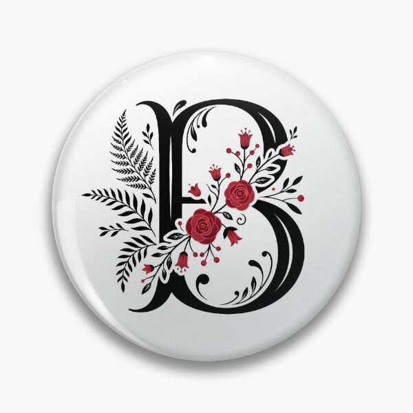 Item preview, Black and red Floral Letter B Botanical Monogram designed and sold by ITCHAWAWAA.