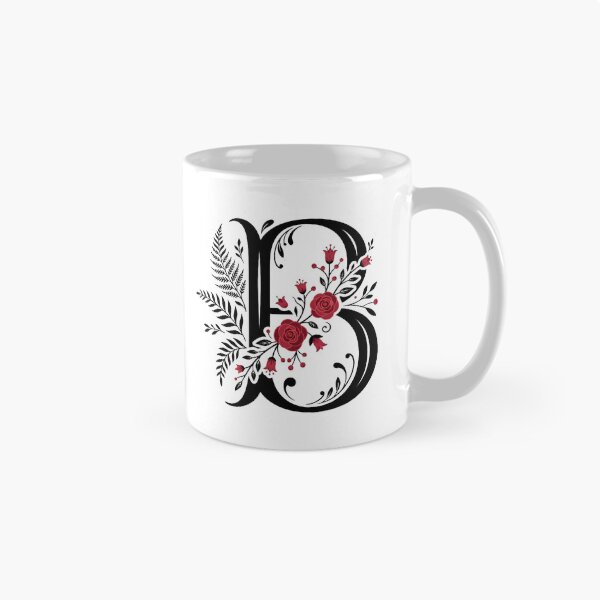 Item preview, Black and red Floral Letter B Botanical Monogram designed and sold by ITCHAWAWAA.
