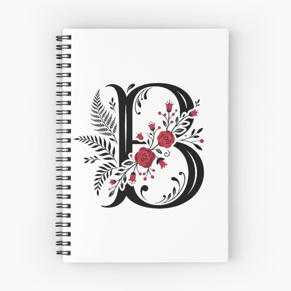 Item preview, Black and red Floral Letter B Botanical Monogram designed and sold by ITCHAWAWAA.