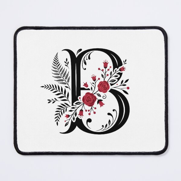 Item preview, Black and red Floral Letter B Botanical Monogram designed and sold by ITCHAWAWAA.