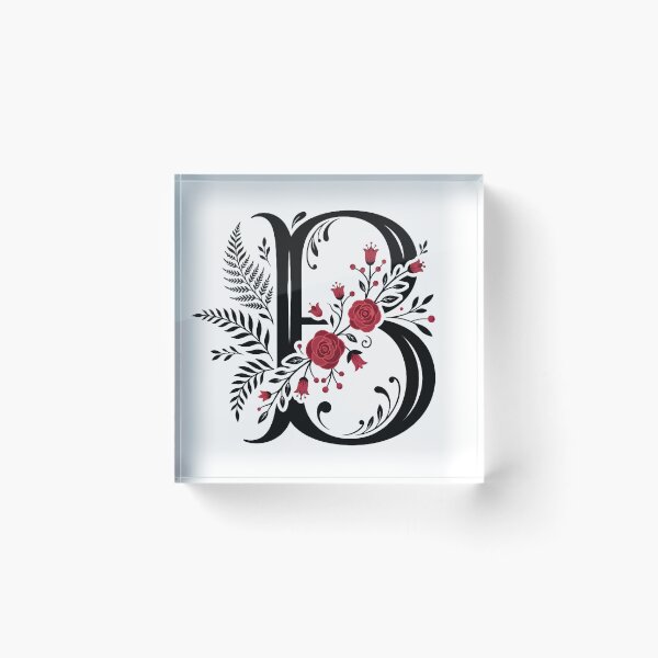 Item preview, Black and red Floral Letter B Botanical Monogram designed and sold by ITCHAWAWAA.