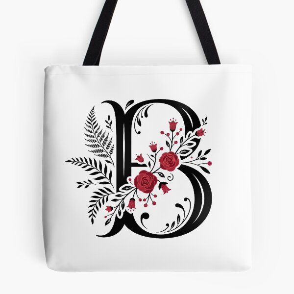 Item preview, Black and red Floral Letter B Botanical Monogram designed and sold by ITCHAWAWAA.