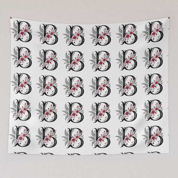 Item preview, Black and red Floral Letter B Botanical Monogram designed and sold by ITCHAWAWAA.