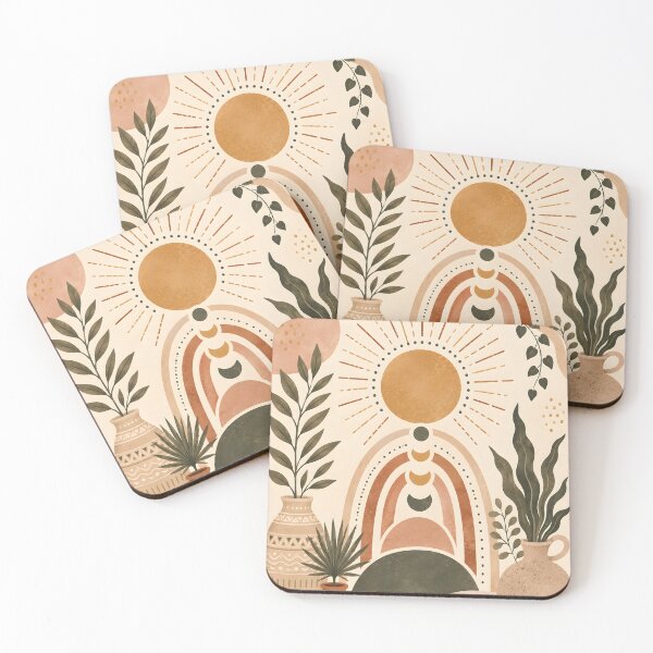 Item preview, Boho Sun & Botanical Arch – Earthy Desert Botanical Wall Art designed and sold by nimmitrends.