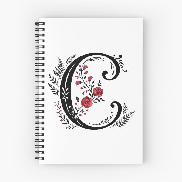Item preview, Black and red Floral Letter C Botanical Monogram designed and sold by ITCHAWAWAA.