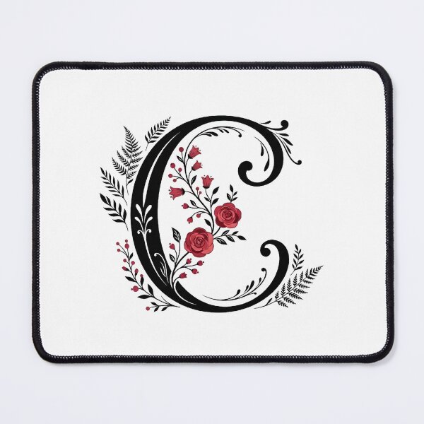 Item preview, Black and red Floral Letter C Botanical Monogram designed and sold by ITCHAWAWAA.